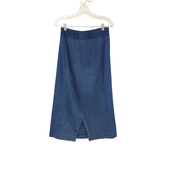 BLUE WILLI'S Vintage Knit Denim Look Midi Skirt Sz M - Picture 6 of 7